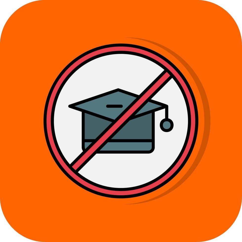 No Education Filled Orange background Icon vector