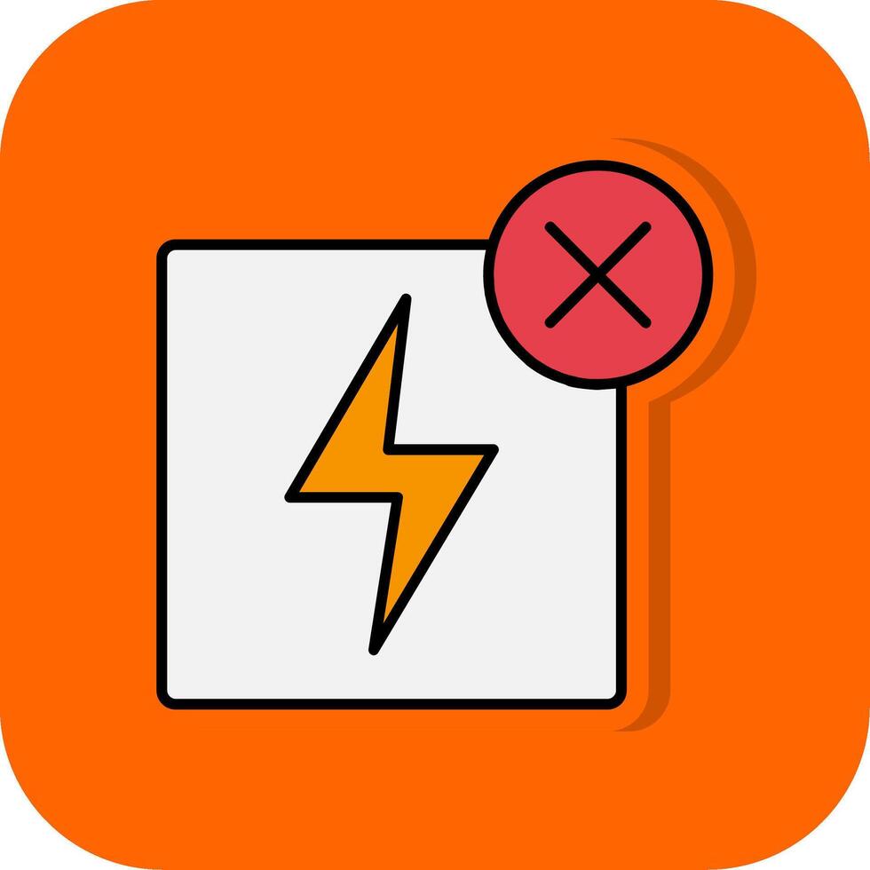 No Electricity Filled Orange background Icon vector