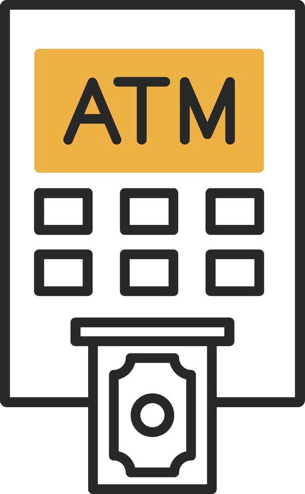 Atm Machine Skined Filled Icon vector
