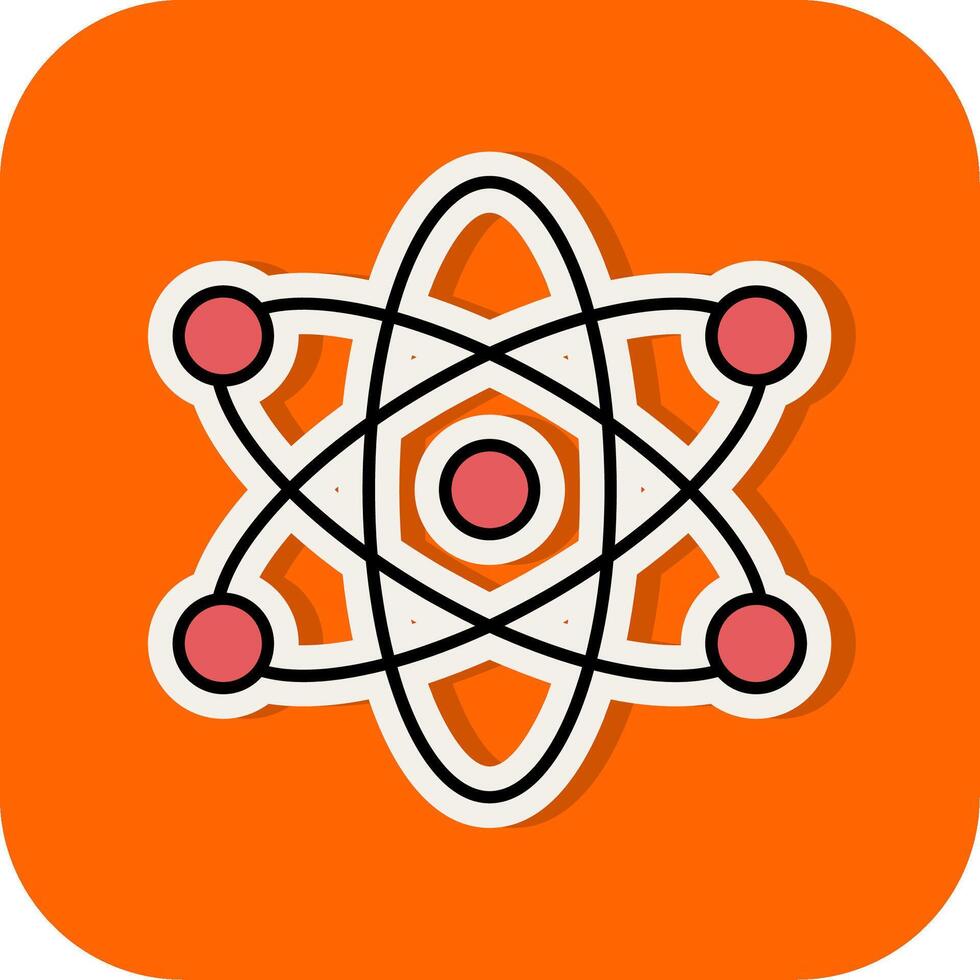 Atom Filled Orange background Icon vector