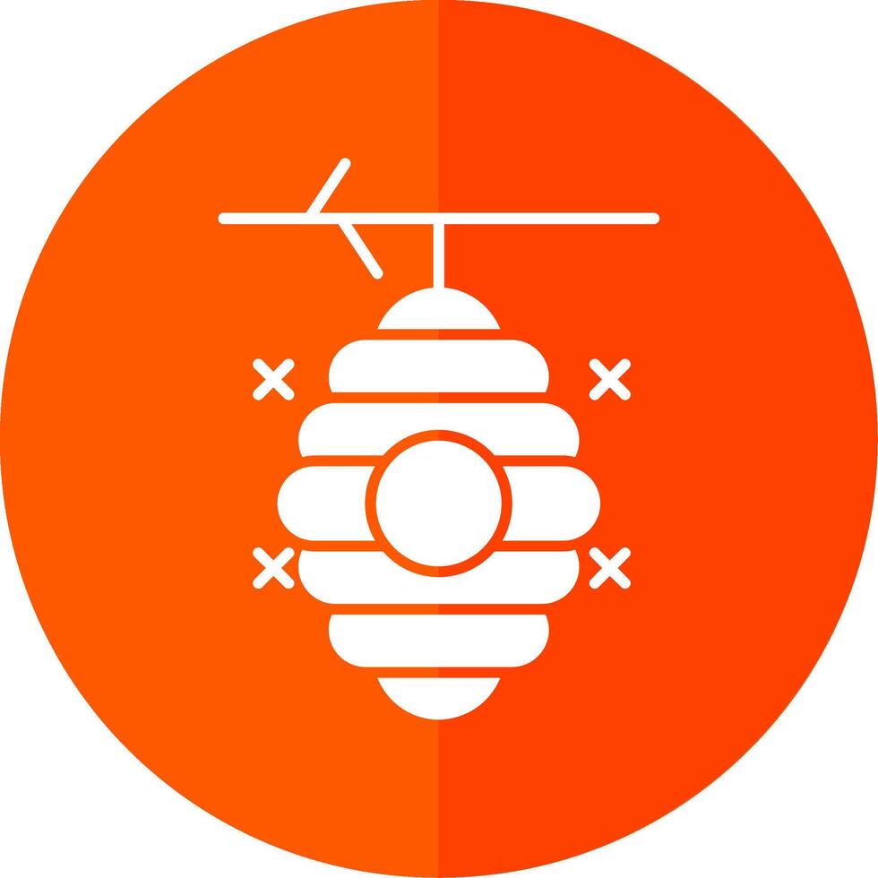 Beehive Glyph Red Circle Icon vector