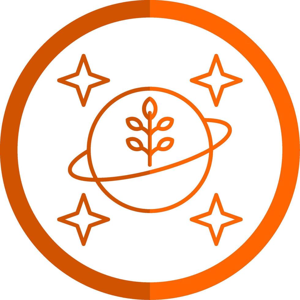 Planet Line Orange Circle Icon vector