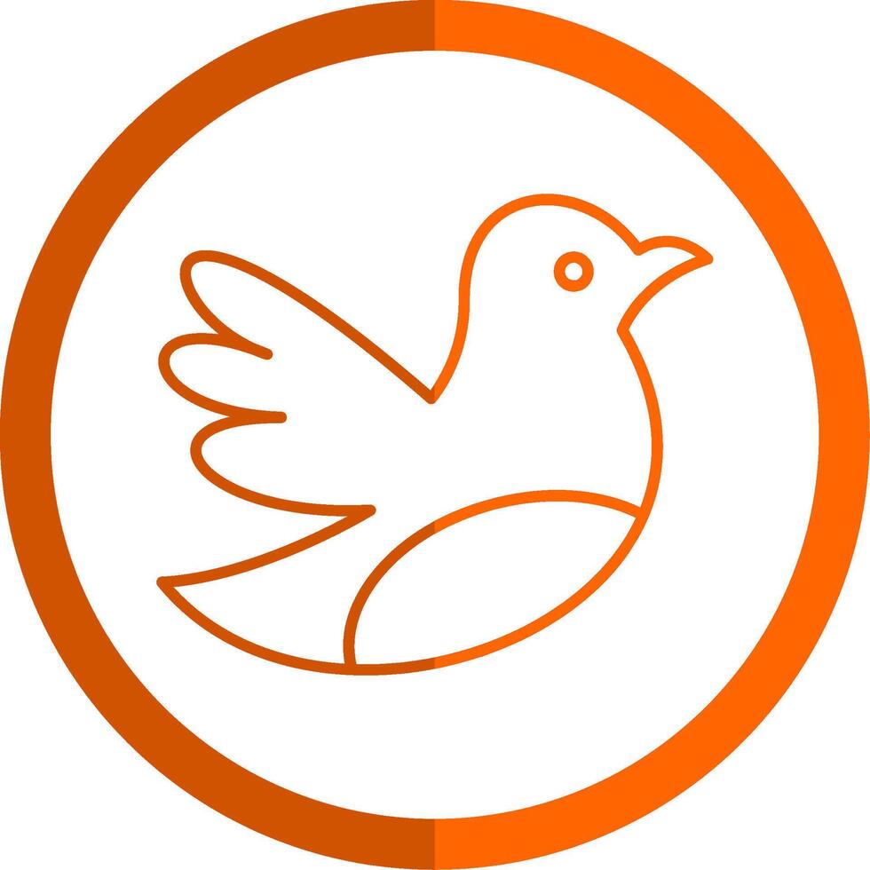 Bird Line Orange Circle Icon vector