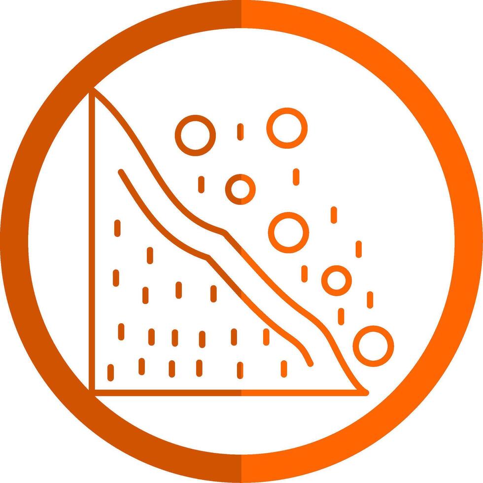 Snowslide Line Orange Circle Icon vector