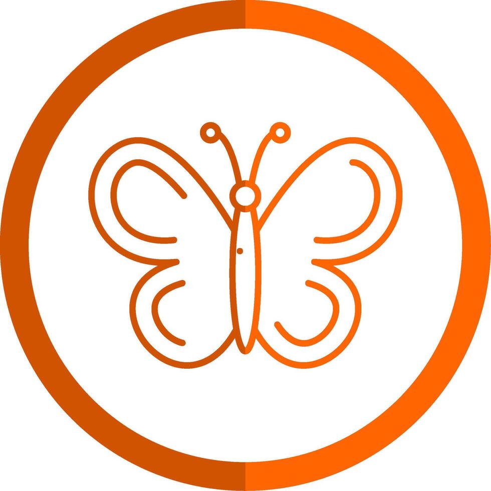 mariposa línea naranja circulo icono vector