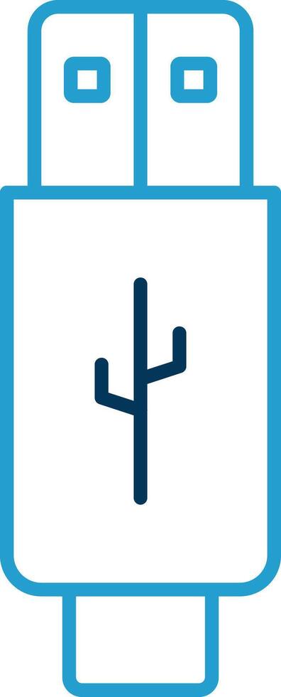 Usb Line Blue Two Color Icon vector