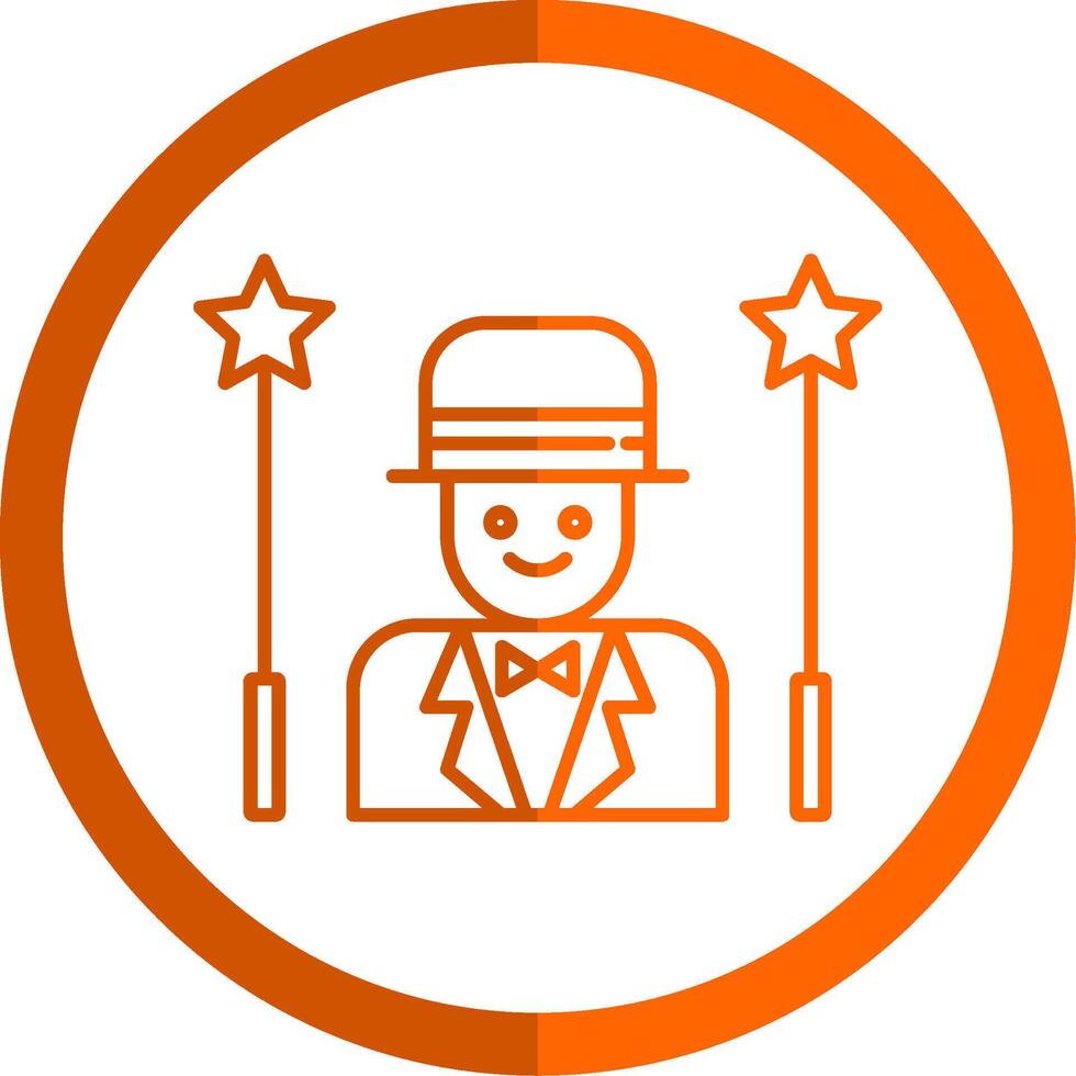 Magician Line Orange Circle Icon vector