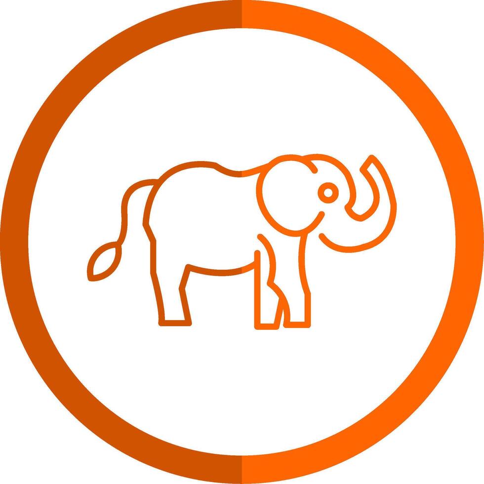 Elephant Line Orange Circle Icon vector