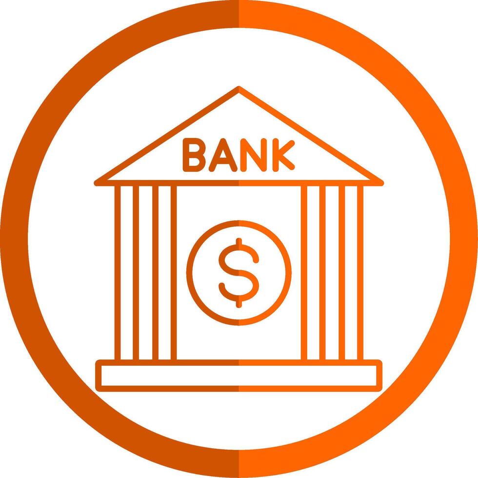 banco línea naranja circulo icono vector