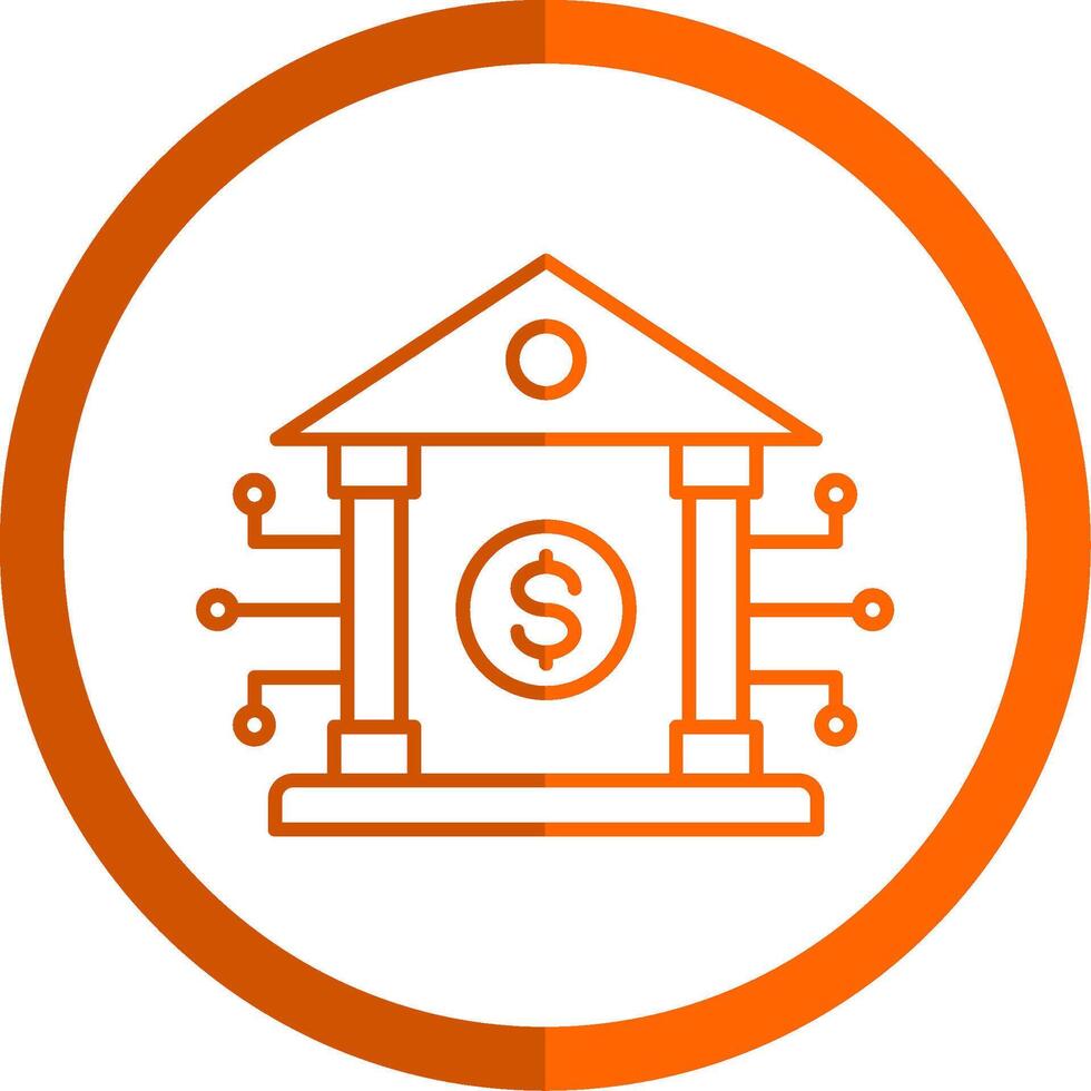 Banking System Line Orange Circle Icon vector