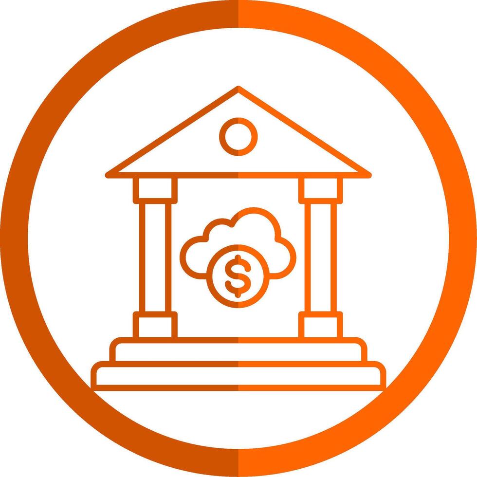 Cloud Banking Line Orange Circle Icon vector