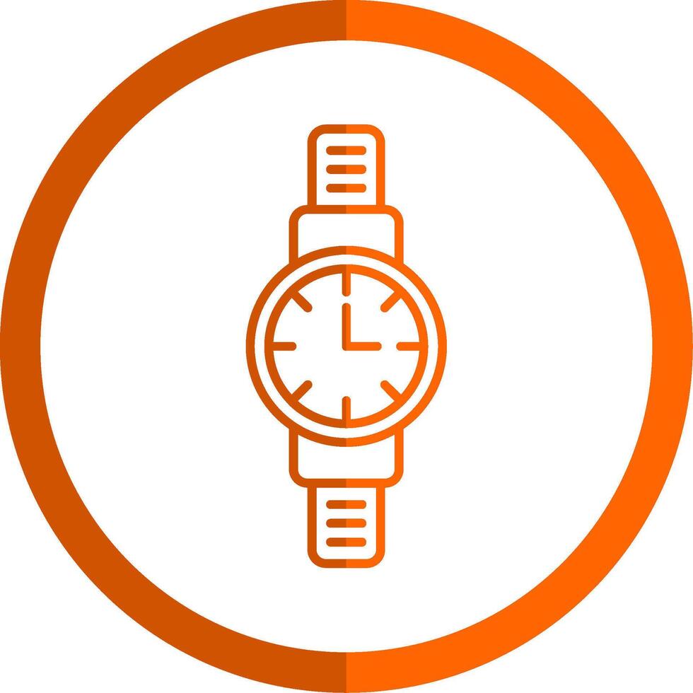 reloj de pulsera línea naranja circulo icono vector