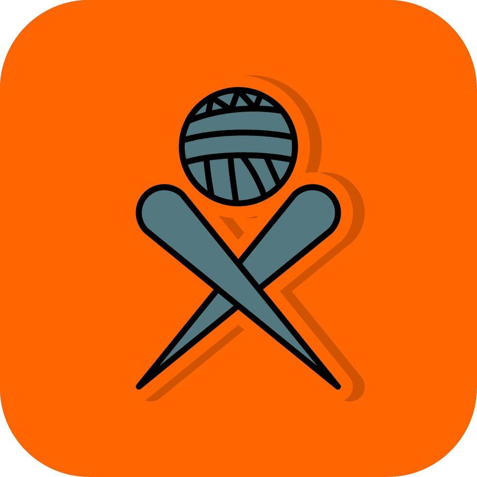 Knitting Needles Filled Orange background Icon vector