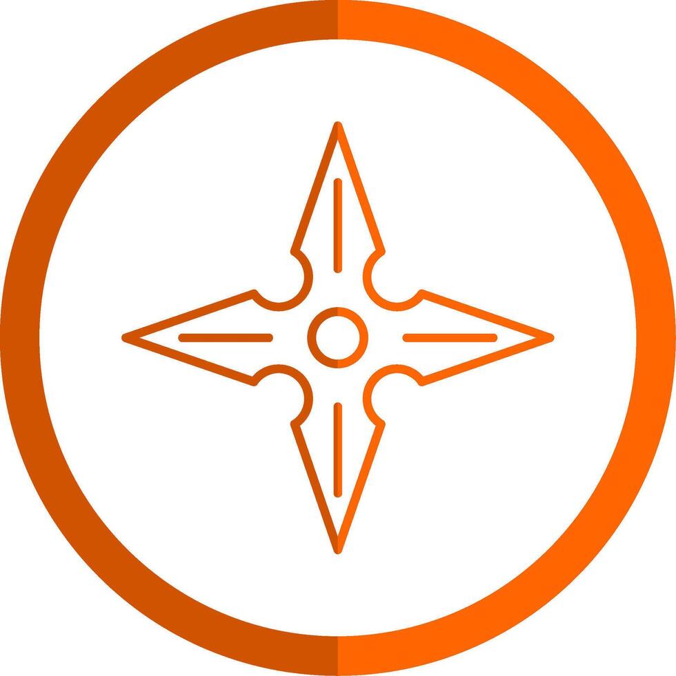 shuriken línea naranja circulo icono vector