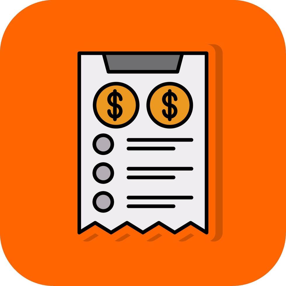 Bill Filled Orange background Icon vector