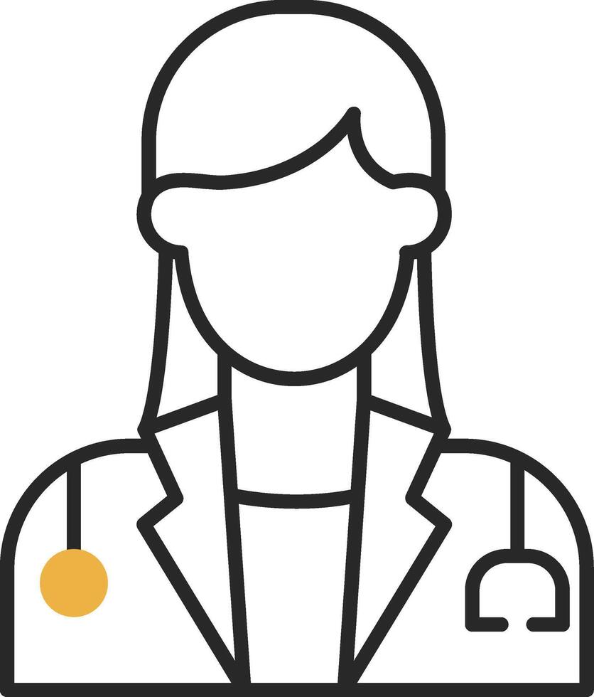 hembra médico desollado lleno icono vector