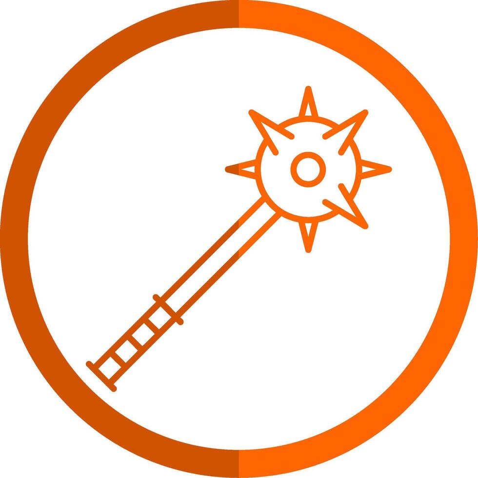 Mace Line Orange Circle Icon vector