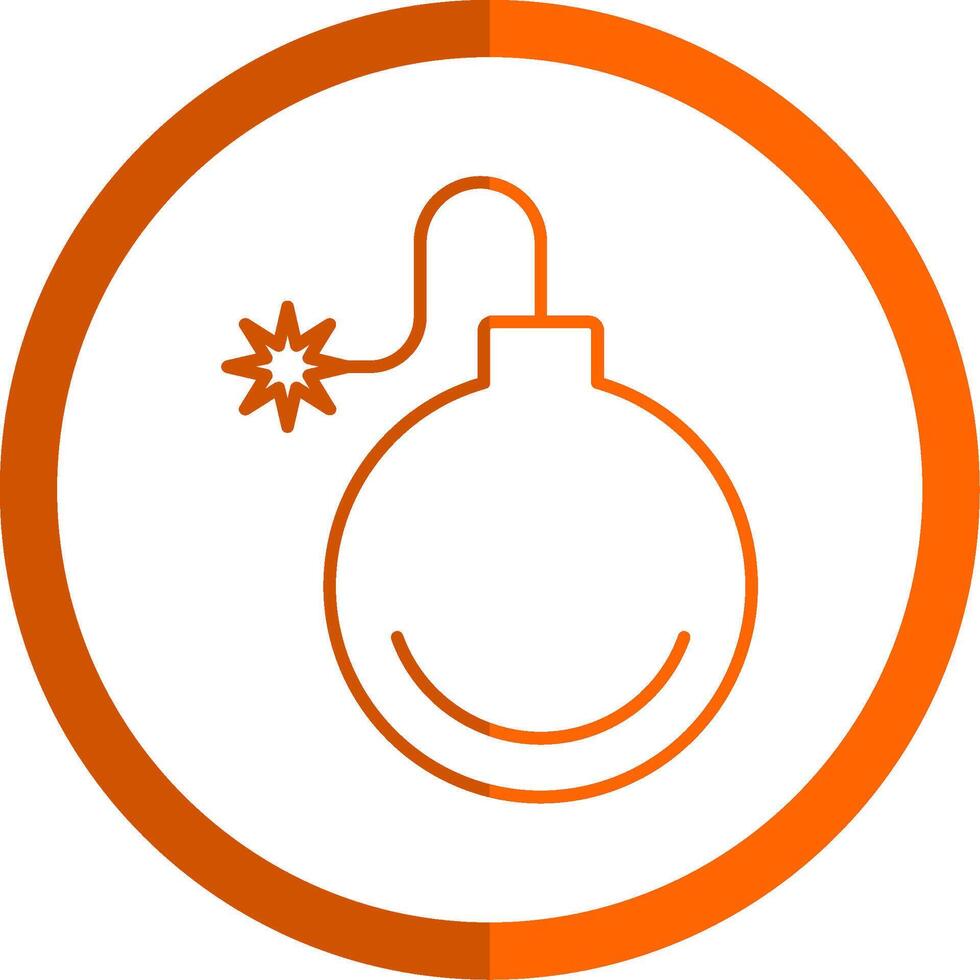 Bomb Line Orange Circle Icon vector