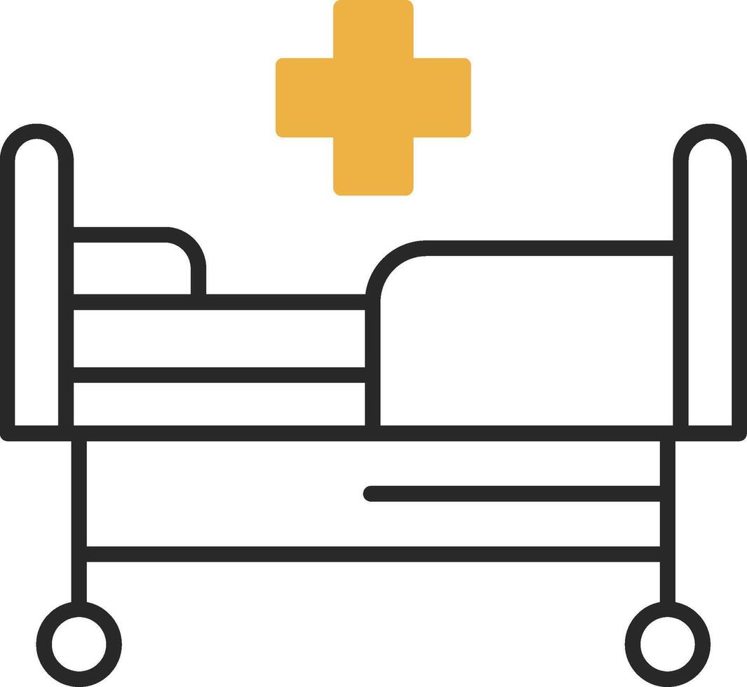 Hospital bed Skined Filled Icon vector