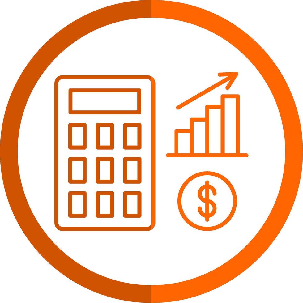 Accounting Line Orange Circle Icon vector