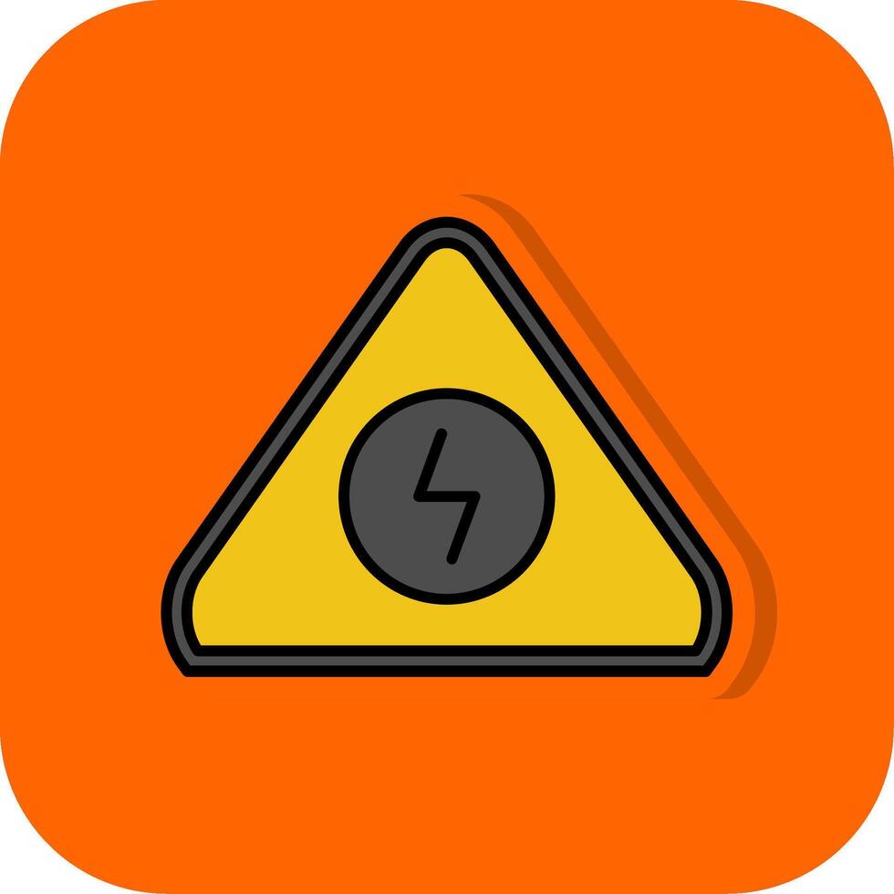 Electrical Danger Sign Filled Orange background Icon vector