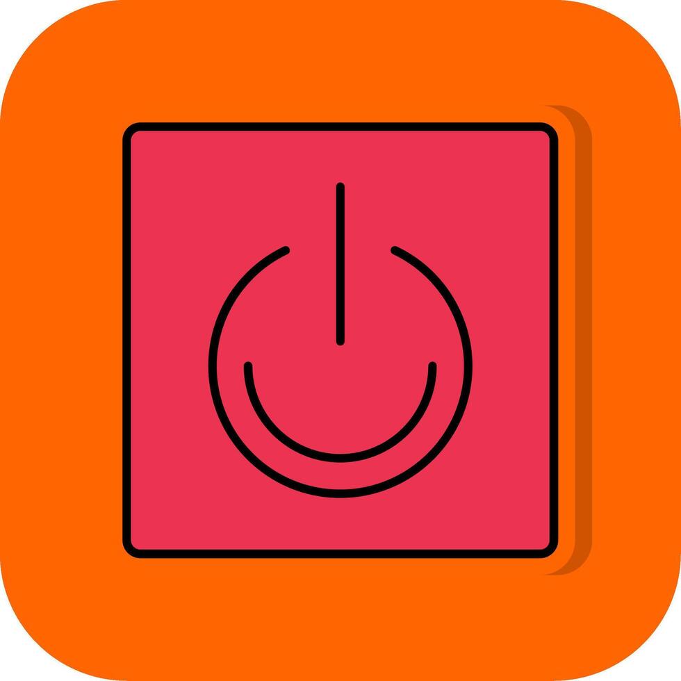 Turn On Filled Orange background Icon vector