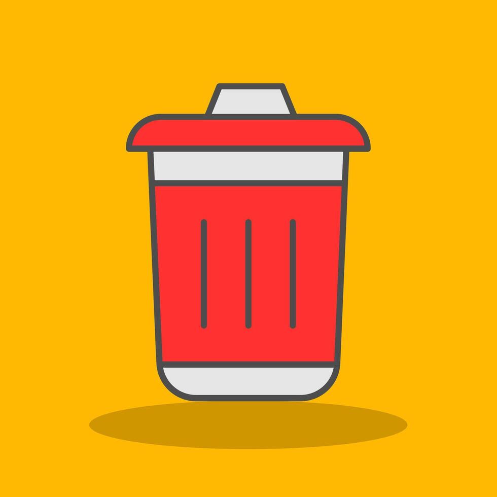 Dustbin Filled Shadow Icon vector