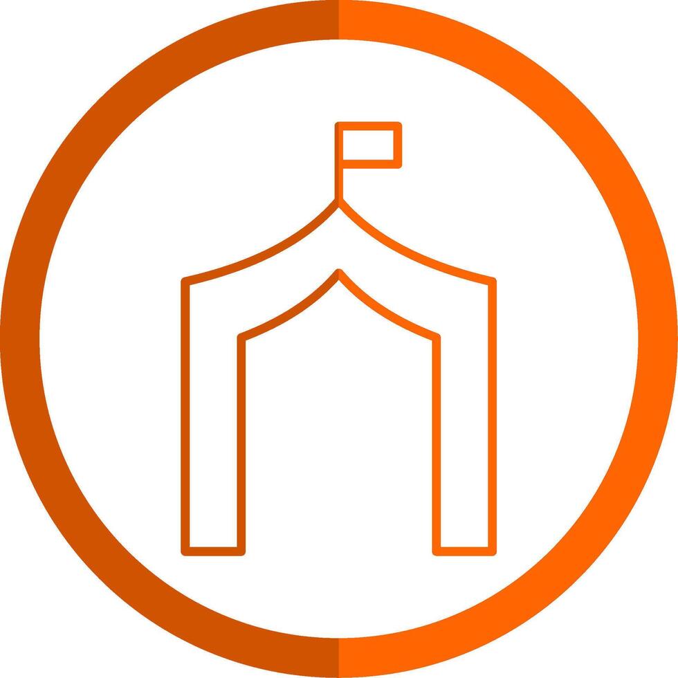 Circus Tent Line Orange Circle Icon vector