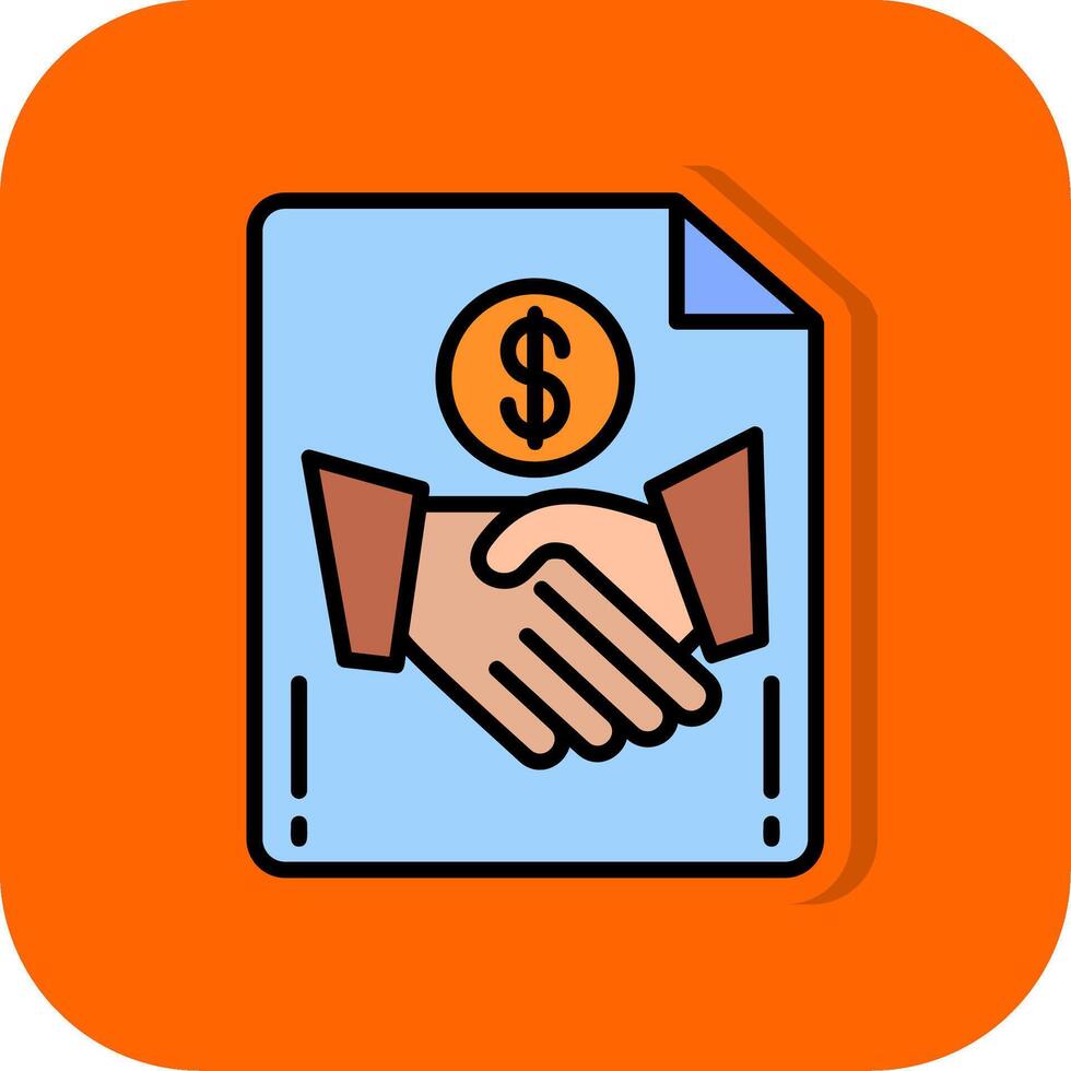 Handshake Filled Orange background Icon vector