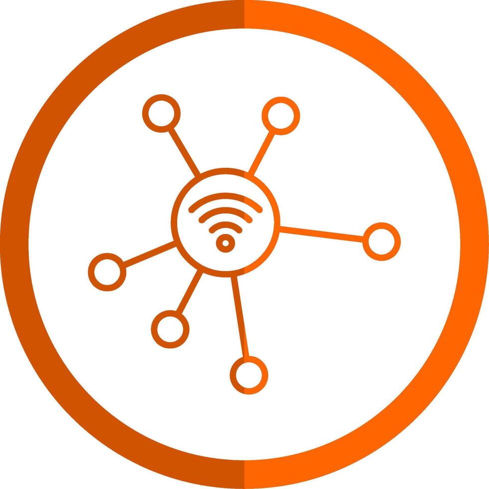 Network Line Orange Circle Icon vector