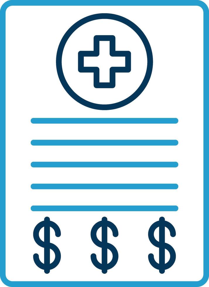 Medical Bill Line Blue Two Color Icon vector