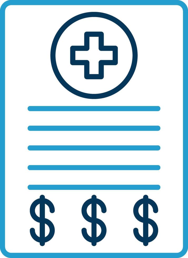 Medical Bill Line Blue Two Color Icon vector