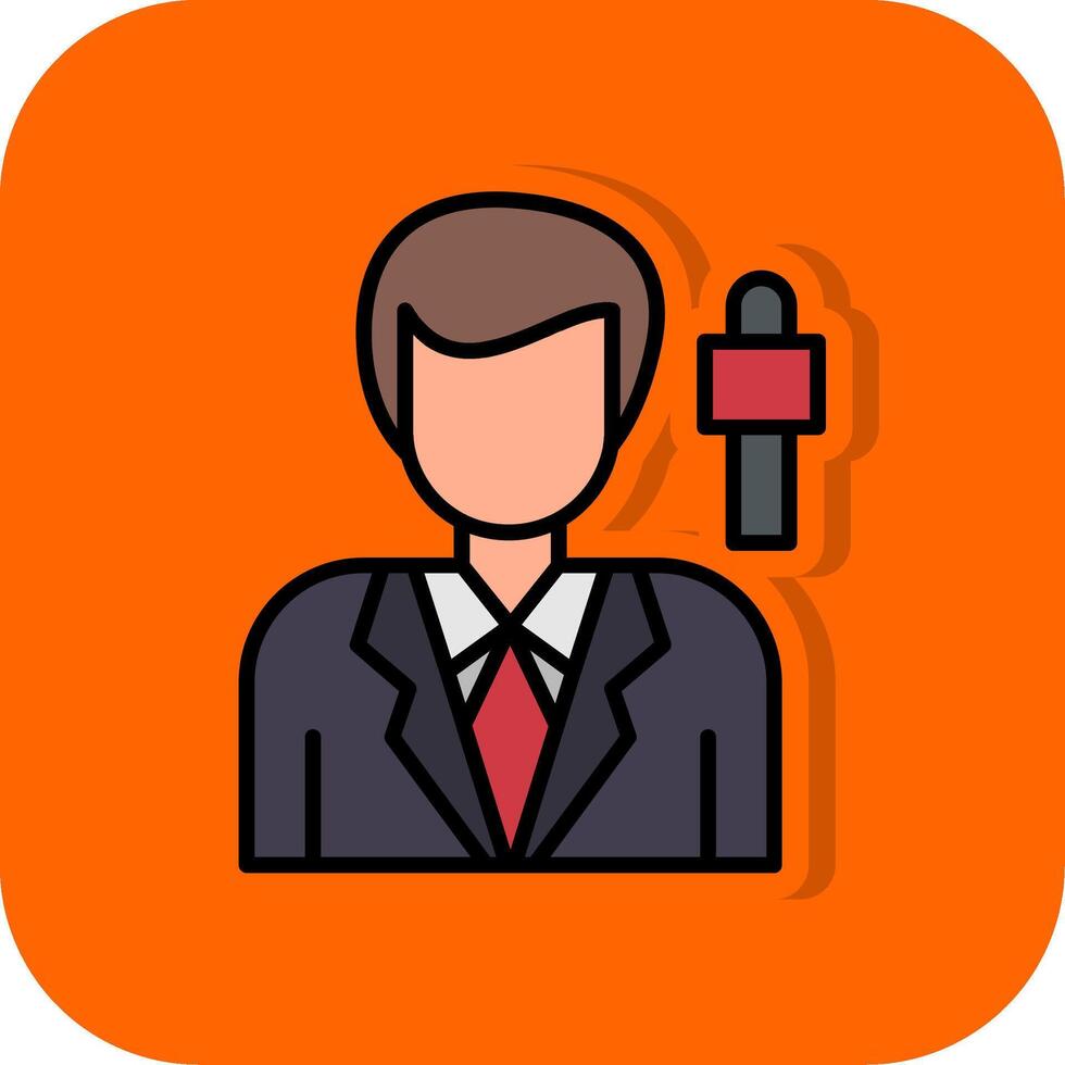 Journalist Filled Orange background Icon vector