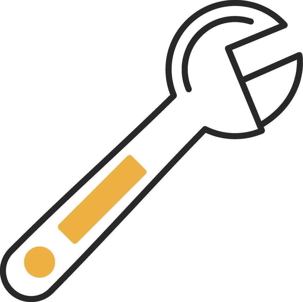 Adjustable Wrench Skined Filled Icon vector