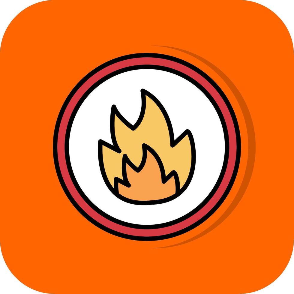 Fire Filled Orange background Icon vector