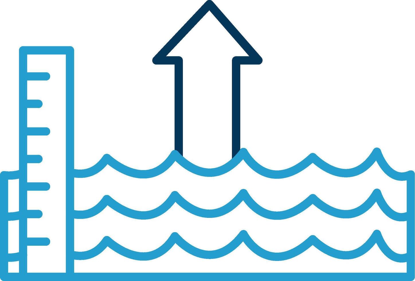 Sea Level Rise Line Blue Two Color Icon vector