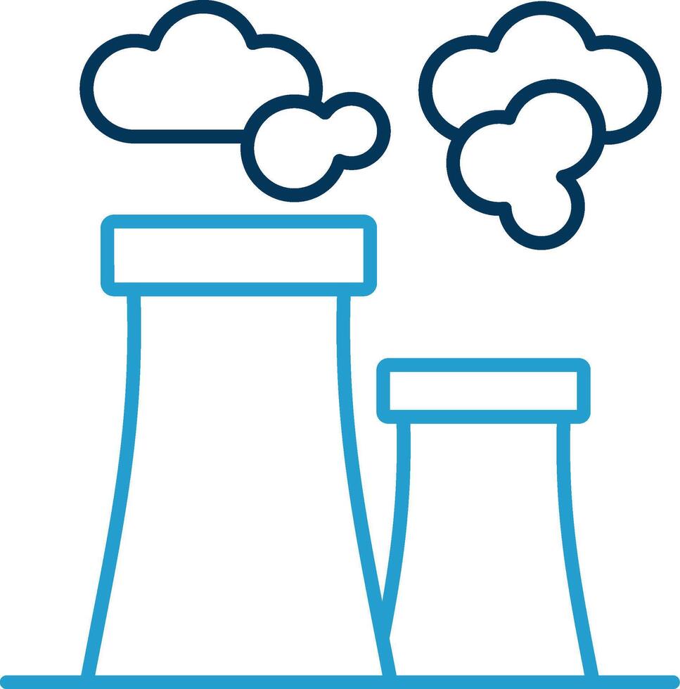 Air Pollution Line Blue Two Color Icon vector