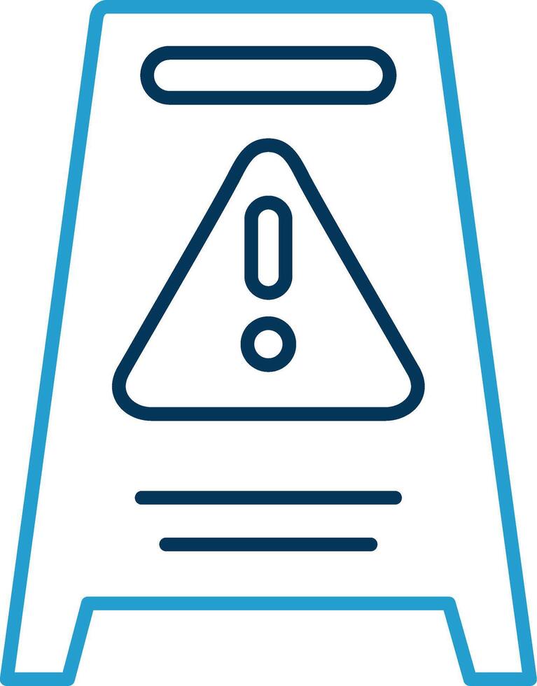 Hazard Sign Line Blue Two Color Icon vector