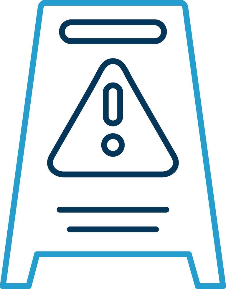 Hazard Sign Line Blue Two Color Icon vector