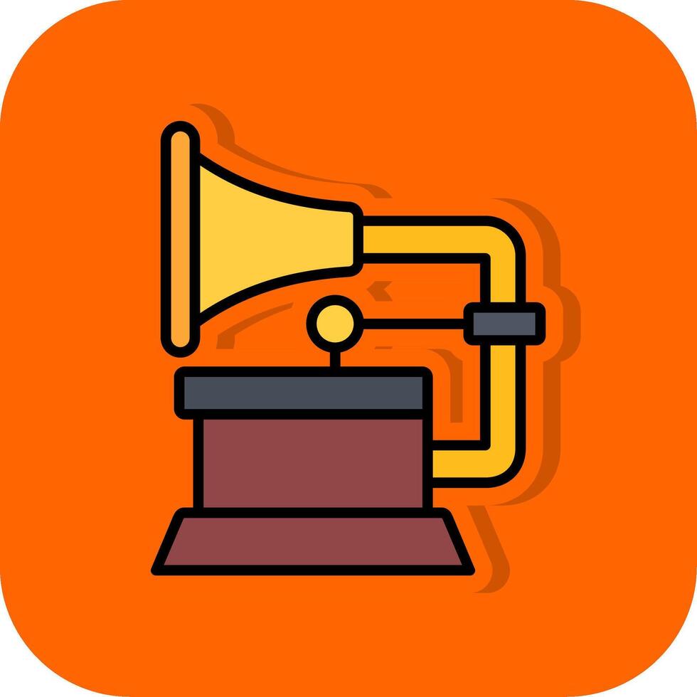 gramófono lleno naranja antecedentes icono vector
