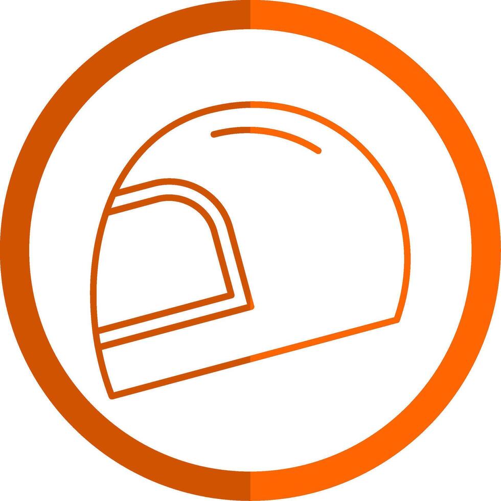 casco línea naranja circulo icono vector