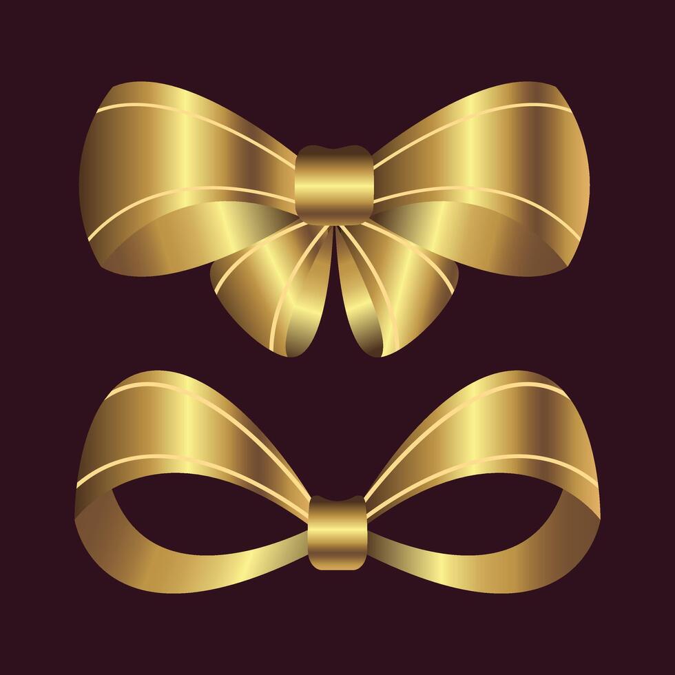 Golden bow Collection set vector