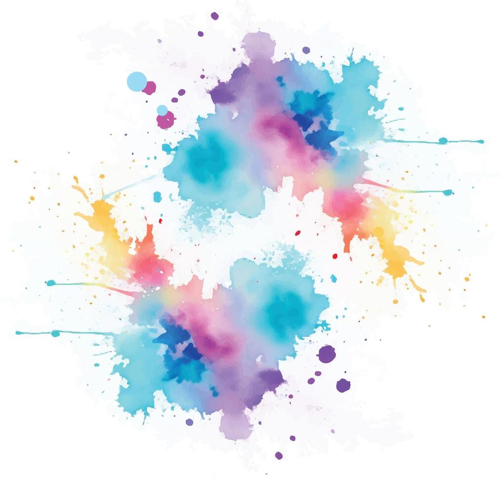 Watercolor effect stains. Grunge splatter. Rainbow colors grunge splash. vector