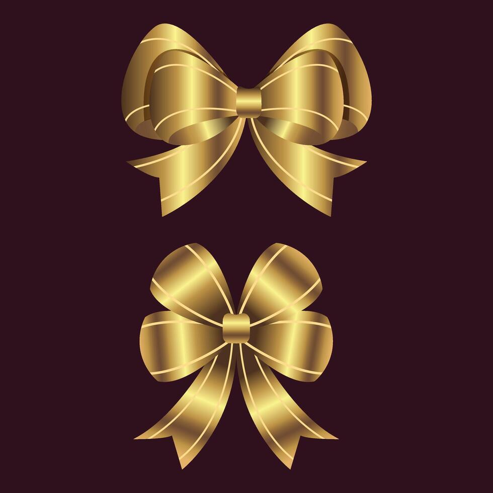 Golden bow Collection set vector