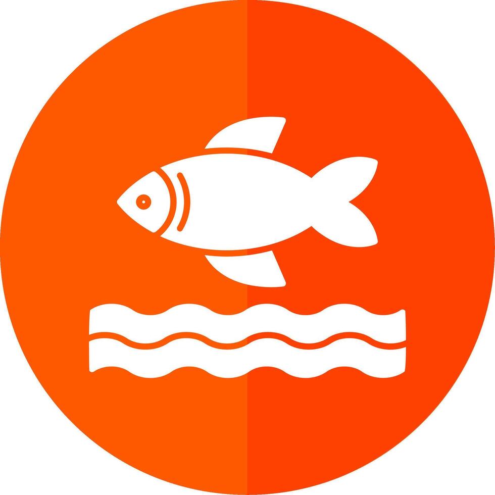 Fish Glyph Red Circle Icon vector