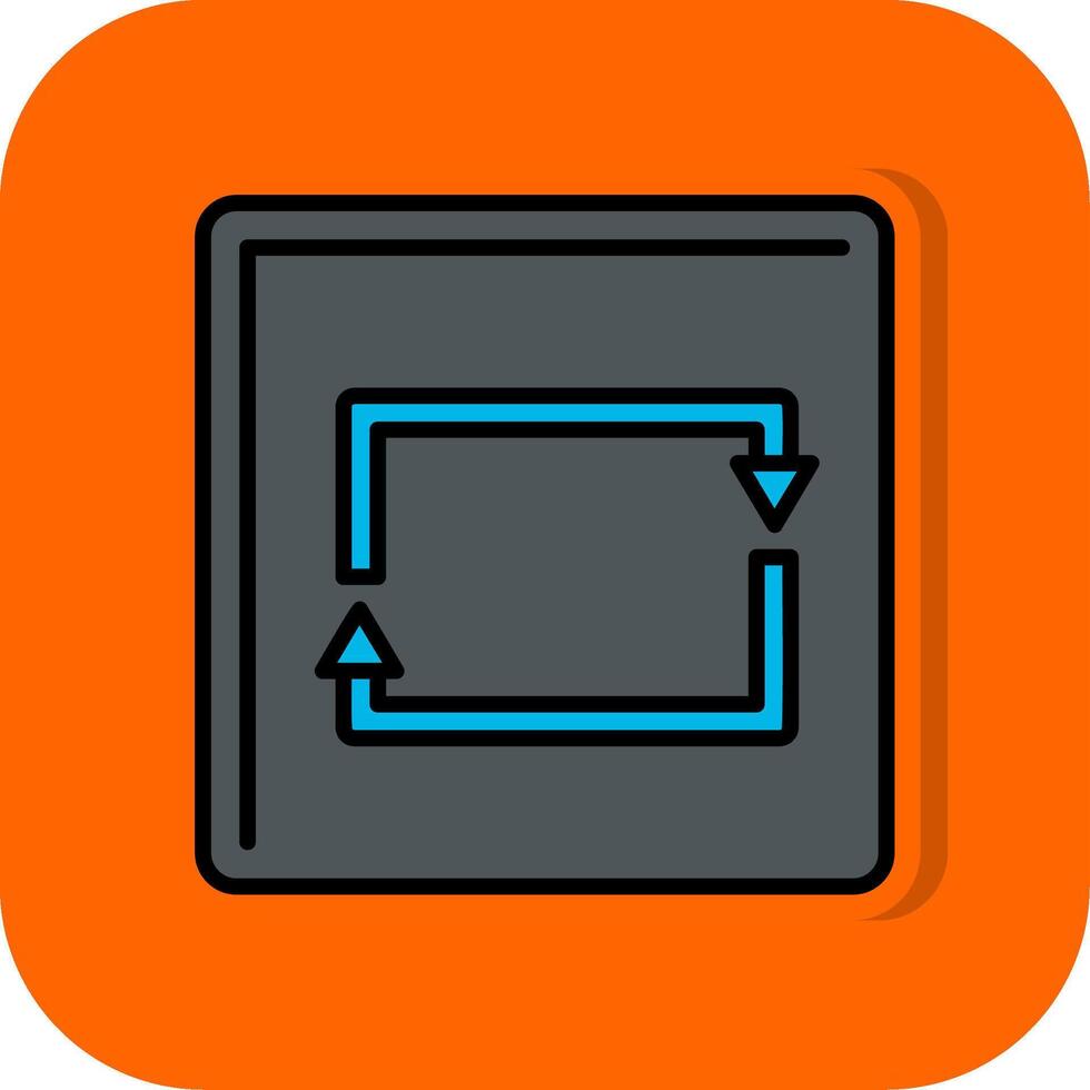 rectangular flecha lleno naranja antecedentes icono vector