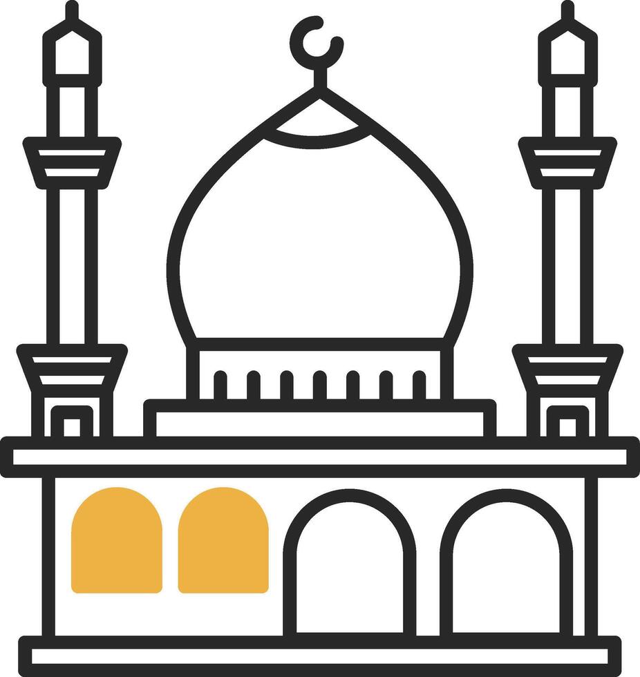 mezquita desollado lleno icono vector
