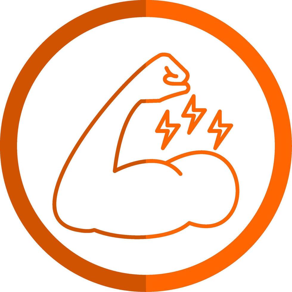 Muscle Line Orange Circle Icon vector