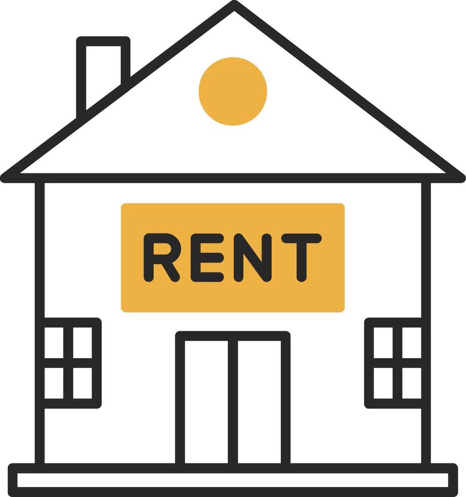 House for Rent Skined Filled Icon vector