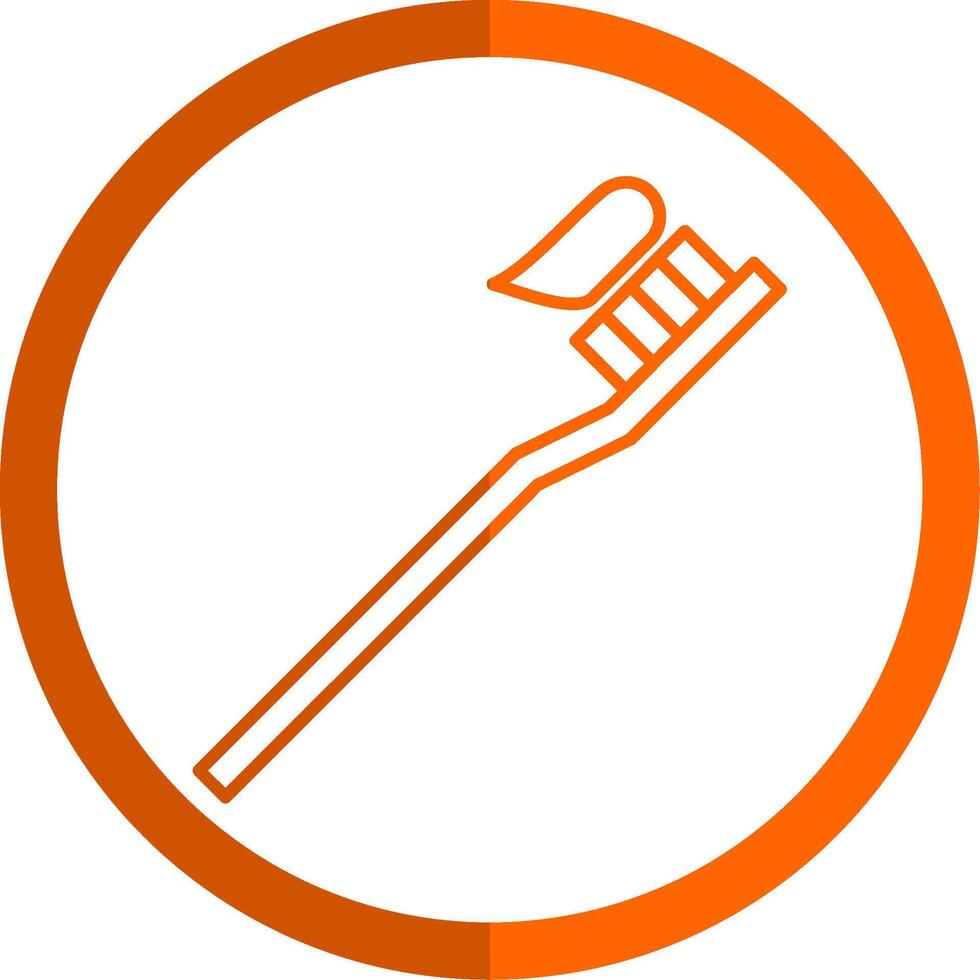 Toothbrush Line Orange Circle Icon vector